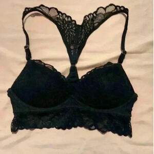 PINK Victorias Secret Green Lace Push-up Bra Bralette Size XS Padded Strappy
